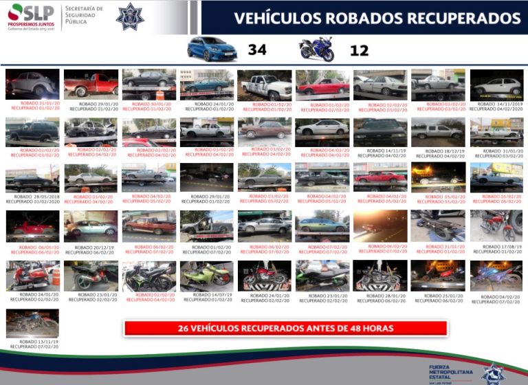Recupera SSPE 46 vehículos robados en la primer semana de febrero