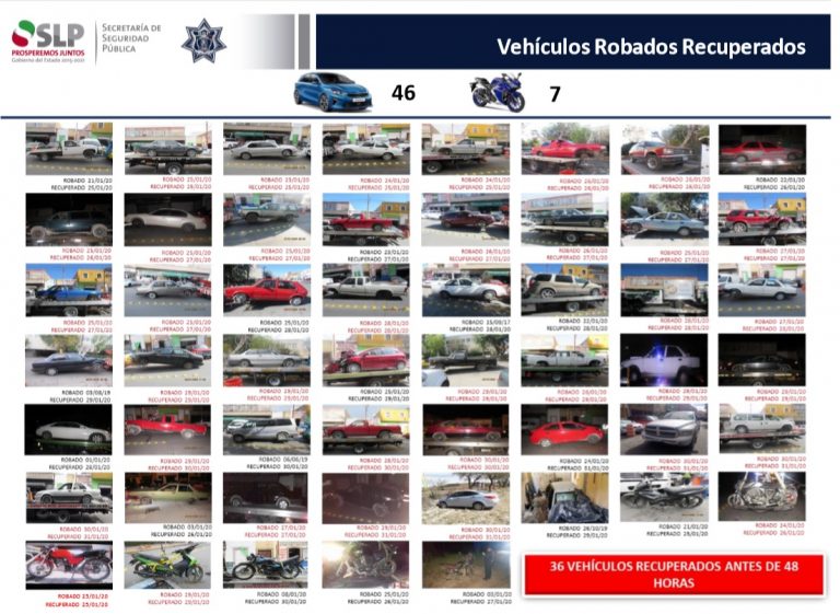 Recupera SSPE 53 vehículos con reporte de robo