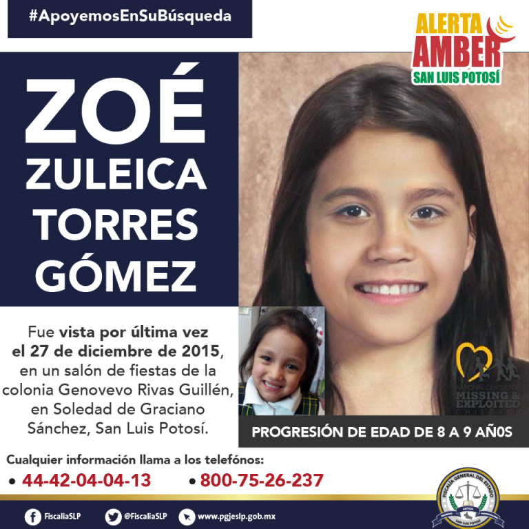 Continúa la búsqueda de Zoé Zuleica