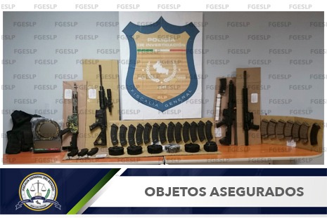 En Tamuín la Fiscalía asegura 4 armas largas, cargadores y cartuchos