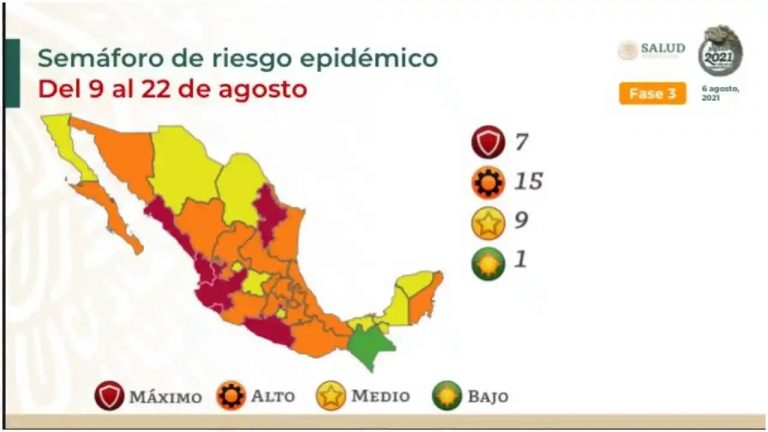 Siete estados están en Semáforo Rojo y 15 en Naranja por aumento de casos COVID: Salud Federal