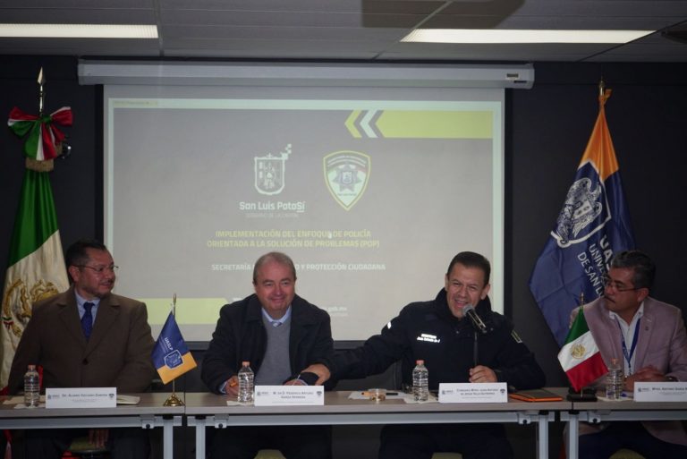 SSPC de la Capital y UASLP signan convenio de colaboración para implementar el Modelo de Policía Orientada a la Solución de Problemas en espacios universitarios